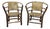 Mid 20th Century Adirondack Old Hickory Style Tree Branch Wood Frame Rattan Lounge Chairs a Pair For Sale