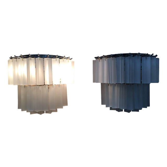 Triedro Sandblasted Murano Glass Wall Sconce For Sale