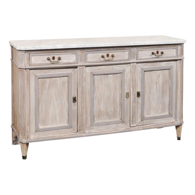 19th C. French Marble Top Enfilade Buffet For Sale