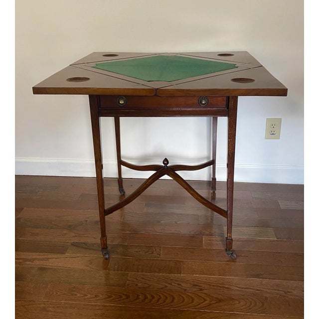 English Antique Edwardian English Mahogany Envelope Game Table For Sale - Image 3 of 13