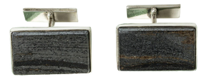 Mid-Century Silver and Hematite Cufflinks, 1977, Set of 2