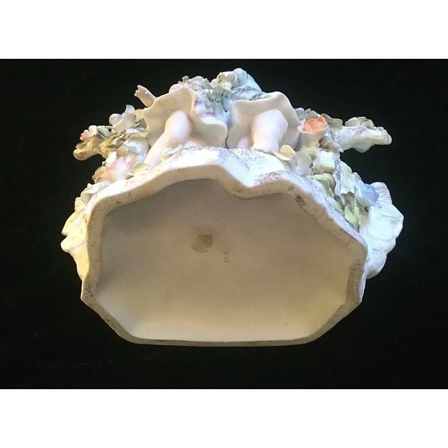 White 1920s Bisque Large Spill Vase Girl & Boy Kissing For Sale - Image 8 of 10
