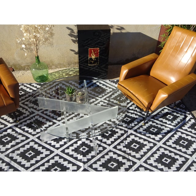 Glass Coffee Table with Acrylic Glass Base For Sale - Image 6 of 13