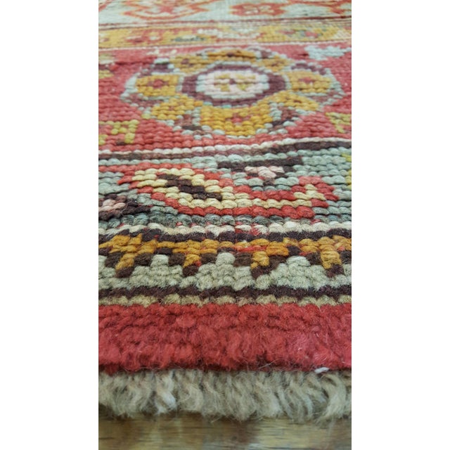 Late 19th Century Antique Turkish Oushak Rug, Handmade Wool Oriental Rug in Coral and Lt Blue For Sale - Image 5 of 17