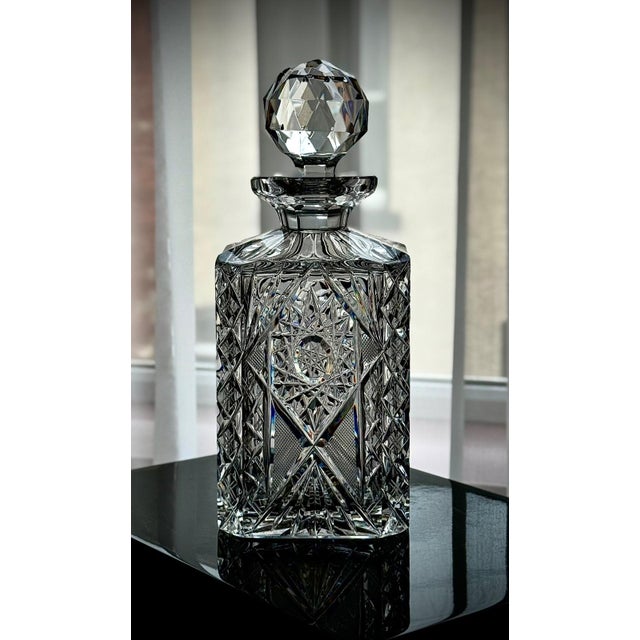 Vintage Cut Crystal Decanter with Geometric Pattern, 1960s For Sale - Image 8 of 17