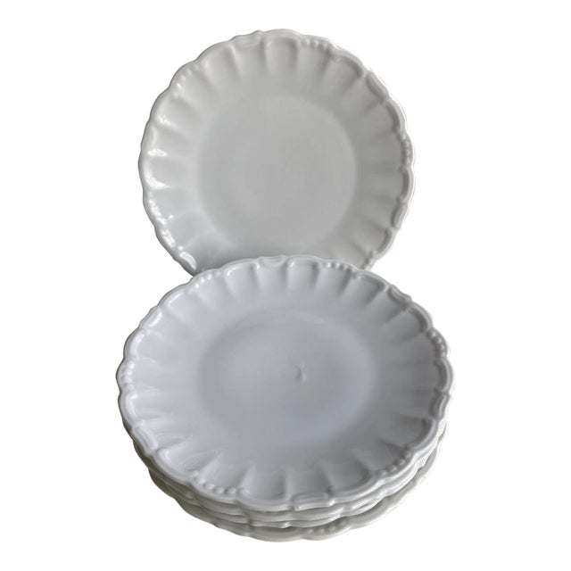 Contemporary White Porcelain Dessert or Salad Plates- Set of 5 For Sale