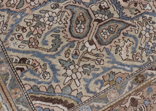 Square Antique Persian Bakhtiari Rug With Central Medallion Design Rugs