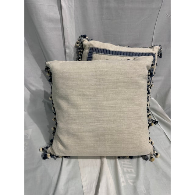 2010s Set of 2 Decorative Pillows With Tassel Border For Sale - Image 5 of 5