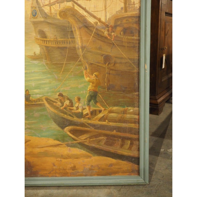 19th Century French Seaport Oil Painting After Claude Lorrain, 60.4 X 74.3 In For Sale - Image 18 of 18