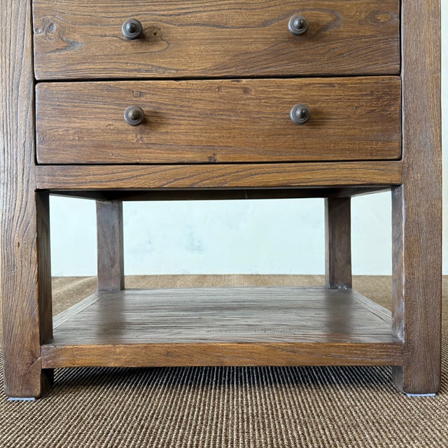 Modern Nathalie II 2 Drawer Reclaimed Elm Nightstand 26″ – Chestnut For Sale - Image 3 of 6