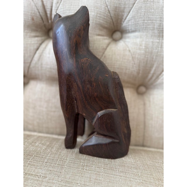 Hand-Carved Wooden Cat Figurine For Sale - Image 11 of 12