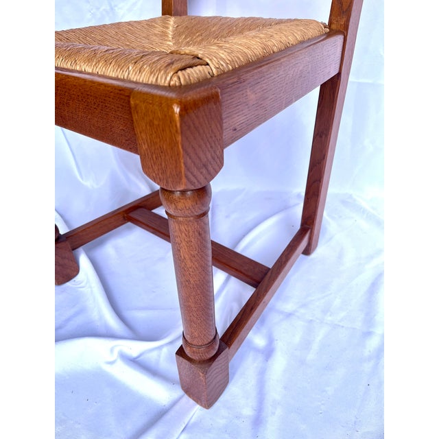 Vintage 1950s French Oak Ladder-Back Rush Seat Chairs - Set of 6 For Sale - Image 16 of 16