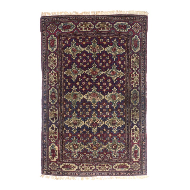 Antique Persian Tehran Rug 4'7" X 7’1" For Sale