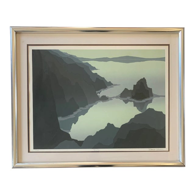 1970’s Original Landscape Serigraph “Blue Bay” by Robert Wilson For Sale
