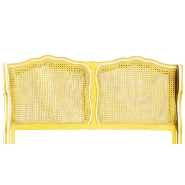 Wood Vintage Louis XV Style Cane Beds W/ Painted & Scalloped Frames, Pair For Sale - Image 7 of 10