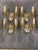 A pair of circa 1920’s gilt bronze and mirrored backplate Caldwell sconces. Small size. Available 3 pair.