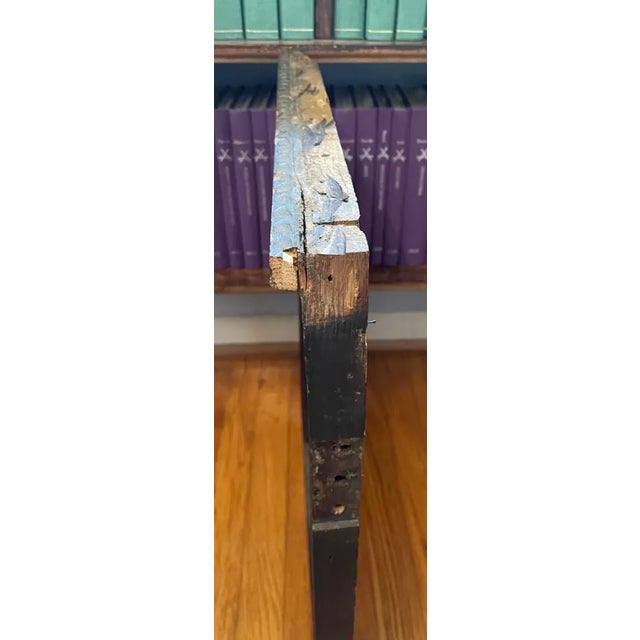 Coffee 1600s Gothic Hand Carved Oak Wood Panel Architectural Element For Sale - Image 8 of 9