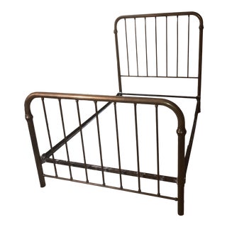 Antique Full/Queen Brass and Iron Headboard and Footboard For Sale