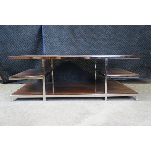 Mid 20th Century Mid 20th Century Williams Sanoma Tribeca Rosewood & Chrome Modern Tiered Coffee Cocktail Table For Sale - Image 5 of 12
