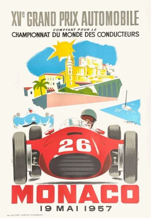 1957 Monaco Automobile Grand Prix Poster Reissue