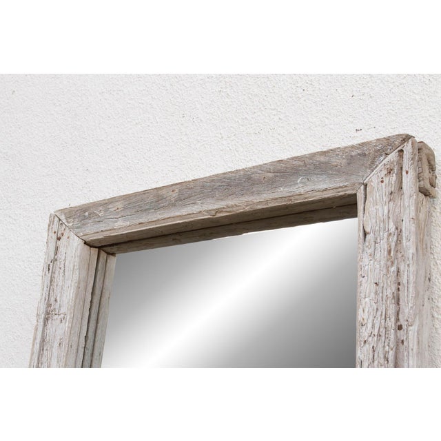 Antique Wabi Sabi Weathered Teak Mirror For Sale - Image 4 of 9