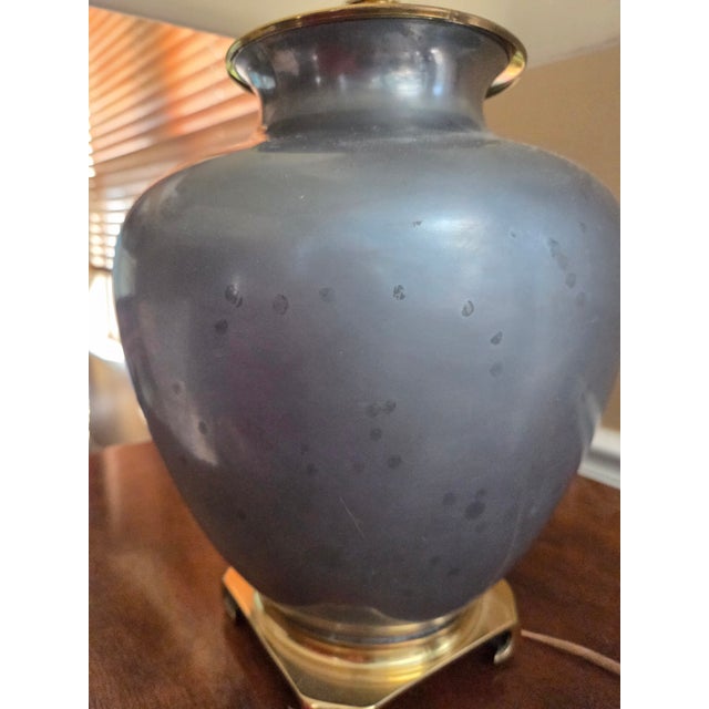 Vintage Pewter, Copper & Brass Asian Chinoiserie Ginger Jar Table Lamp For Sale - Image 9 of 12