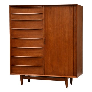 1950s Refinished Danish Modern Teak Armoire Dresser by Falster For Sale