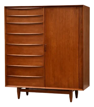 1950s Refinished Danish Modern Teak Armoire Dresser by Falster