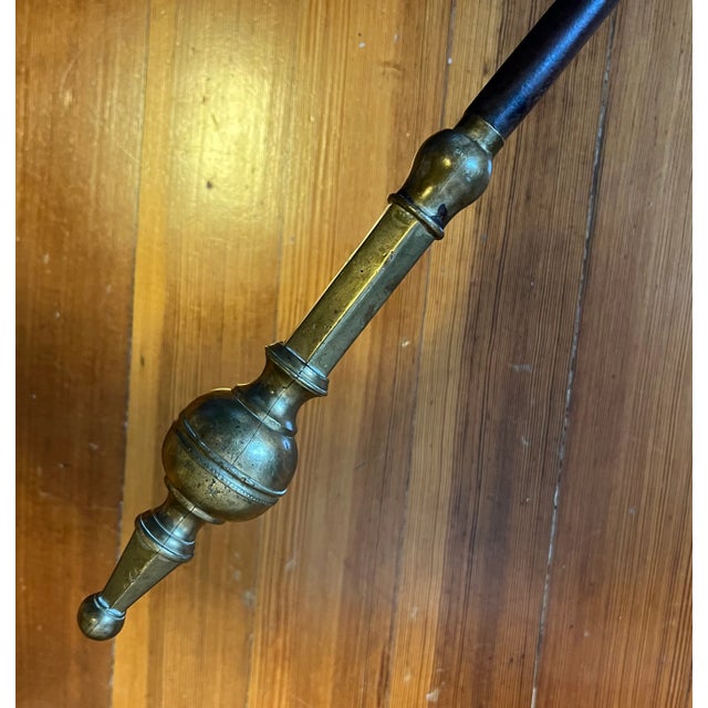 Metal Antique Early 19th Century American Federal Brass & Iron Fireplace Shovel 1800 - 1820 For Sale - Image 7 of 12