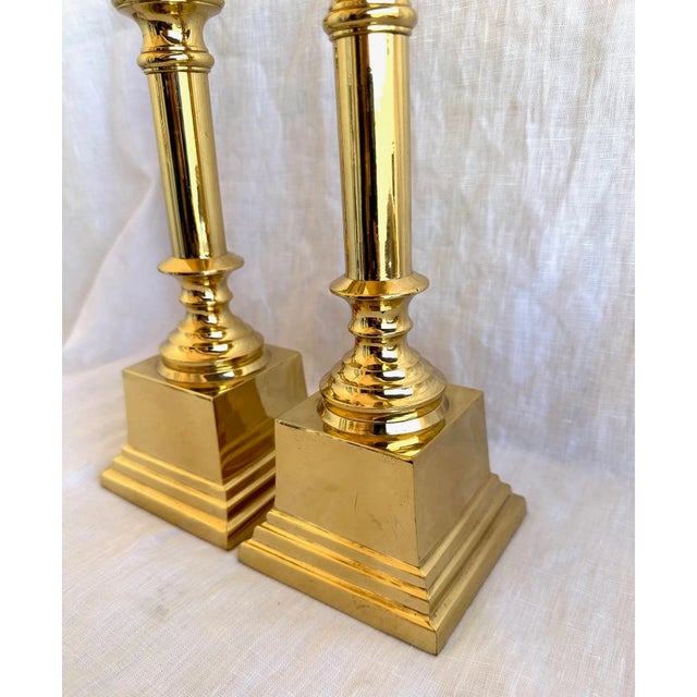 Pair of Solid Brass Candlestick Holders. Perfect for any occasion. 12in h x 4 x 4 square base Make sure to follow me, I...