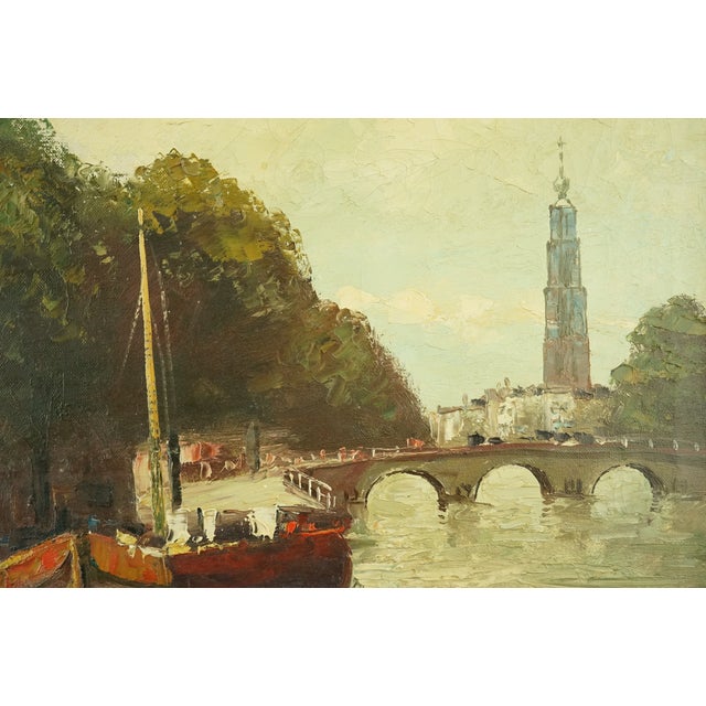 G. Winkelberg, Landscape View of Amsterdam, 1920s, Oil on Canvas, Framed For Sale - Image 6 of 18