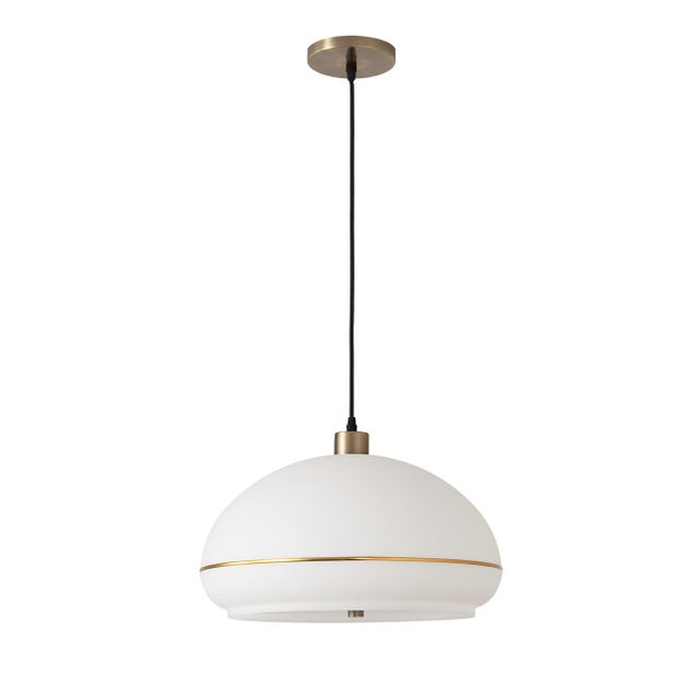 Nova Nova of California Modern Brass Pendant Light - Dinning and Kitchen Ceiling Lighting Fixure, White Lucite Shade, Chandelier For Sale - Image 4 of 6