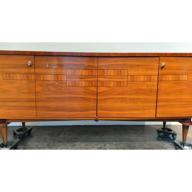 1960s French Mid Century Modern Walnut Veneer Sideboard Circa 1960 For Sale - Image 5 of 12