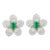Emerald Encompassed With Diamonds Floral Stud Earrings in 14k White Gold- A Pair For Sale
