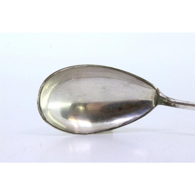 Dessert Spoon in Guilloche Silver with Monogram Plaque For Sale - Image 5 of 8