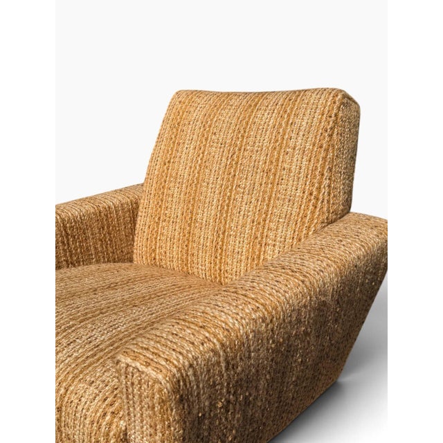 Pair of Danish Modern Lounge Chairs | Sculptural Flared Arms in Woven Tweed | Tapered Wood Legs | C. 1960s For Sale - Image 15 of 16