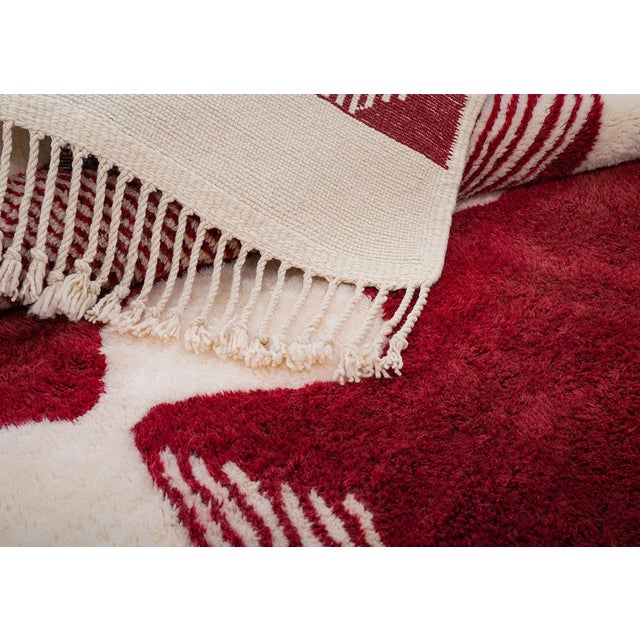 Cream Artful Hand-Knotted Wool Rug by Azele Studio For Sale - Image 8 of 9