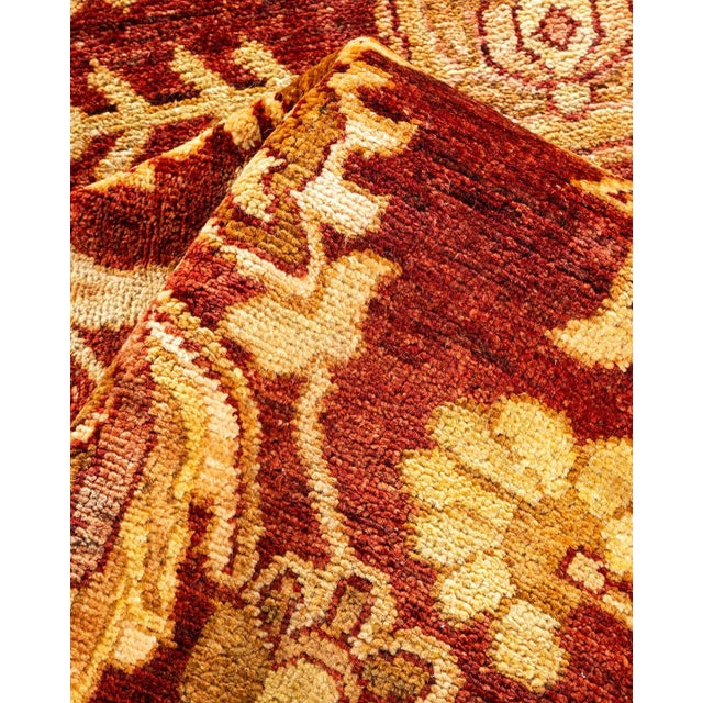 Textile Vintage Traditional Hand Knotted Wool Area Rug, Orange - 6'1" X 8'10" For Sale - Image 7 of 9