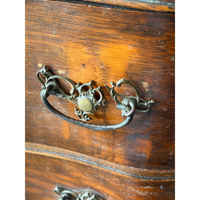 Coffee 1800s Serpentine-Front Tall Dresser W/ Swivel Mirror For Sale - Image 8 of 12