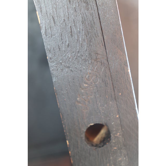 Signed Maison Jansen Ebonized Black Lacquer Dining Table Brass Trim W 2 Leaves For Sale - Image 10 of 10