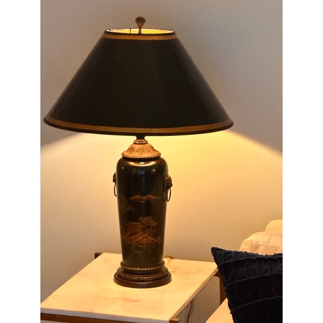 1990s Theodore Alexander Hand-Painted Chinoiserie Table Lamps – Pair For Sale - Image 13 of 16