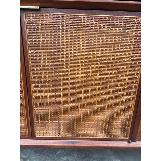 Brown Vintage Walnut and Cane Credenza by Jack Cartwright for Founders, 1960s, Attributed For Sale - Image 8 of 12