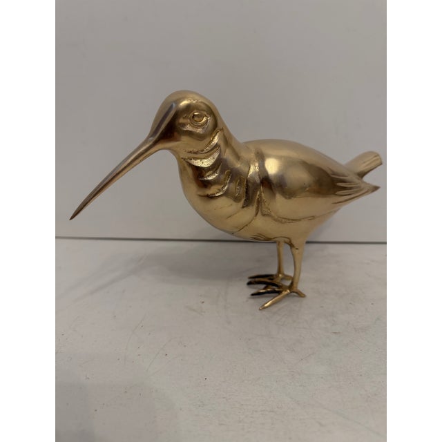 Vintage Hollywood Regency Brass Sandpiper Bird Sculpture For Sale - Image 4 of 10