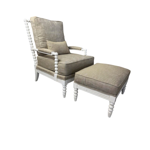 Jenny Lind Style Spool Chair and Matching Ottoman in White For Sale - Image 10 of 18