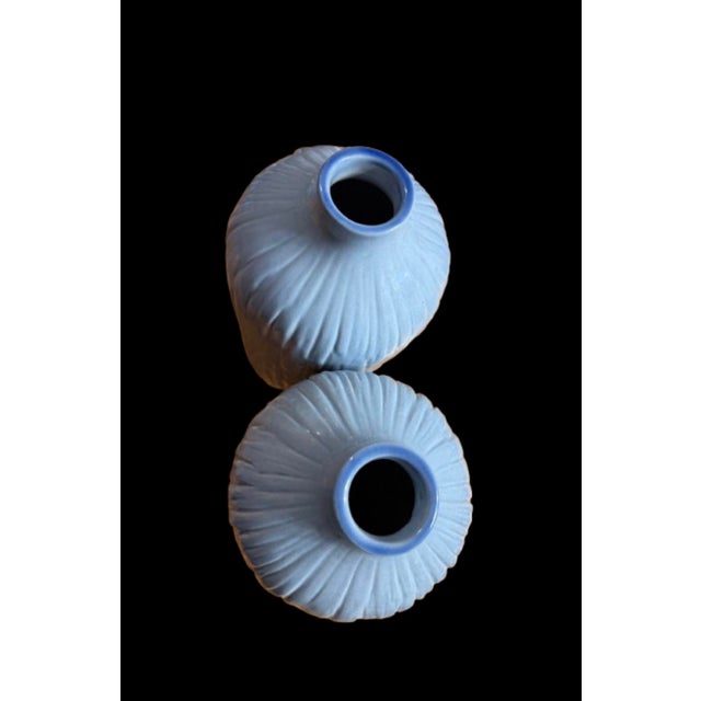 Vintage Portugal Ceramic Faux Bois Style Vases - A Pair For Sale - Image 9 of 10