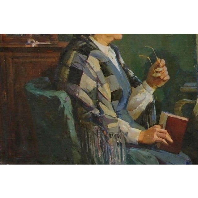 1970s Lenin and Krupskaya Original Oil Painting, 1970s Soviet Art 99-151 For Sale - Image 5 of 6