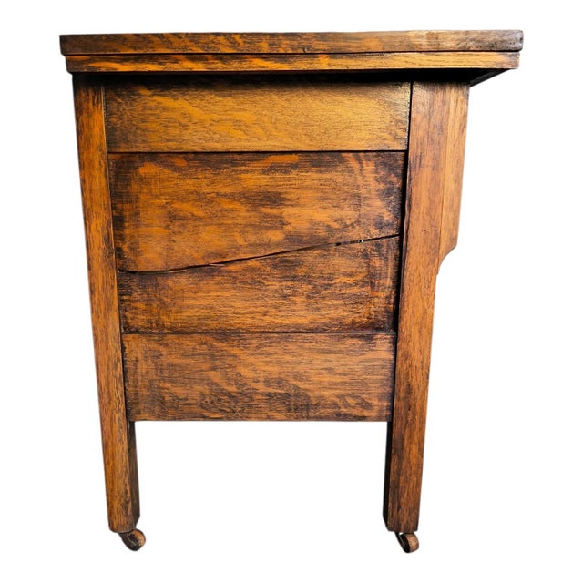 Victorian Antique St. Louis Holtgrewe-Vornbrock 3-Drawer Wood Chest With Original Label & Original Wood Wheel Casters For Sale - Image 3 of 16