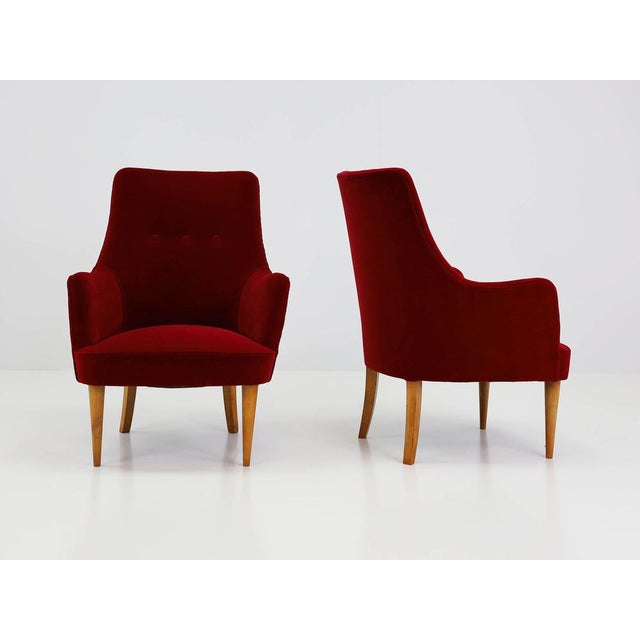 Gio Ponti Small Armchairs with High Backrests in the style of Gio Ponti, Italy, 1950, Set of 2 For Sale - Image 4 of 15