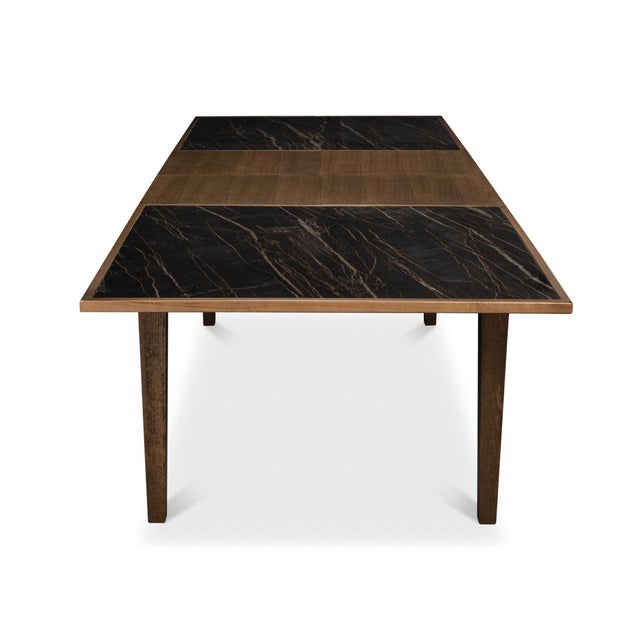Mid-Century Modern Neo Classic Porcelain Top Extension Table For Sale - Image 3 of 12