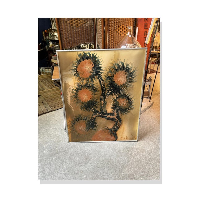 Delporte Charles, Sunflowers, 1960s, Oil on Canvas, in Very Good conditions. Designed 1960 to 1969 This piece is...